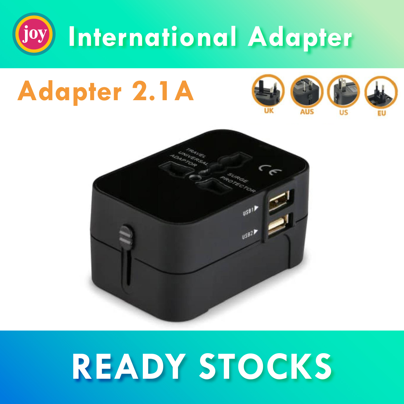 Multi Function Universal Travel Adapter With 2 USB Ports