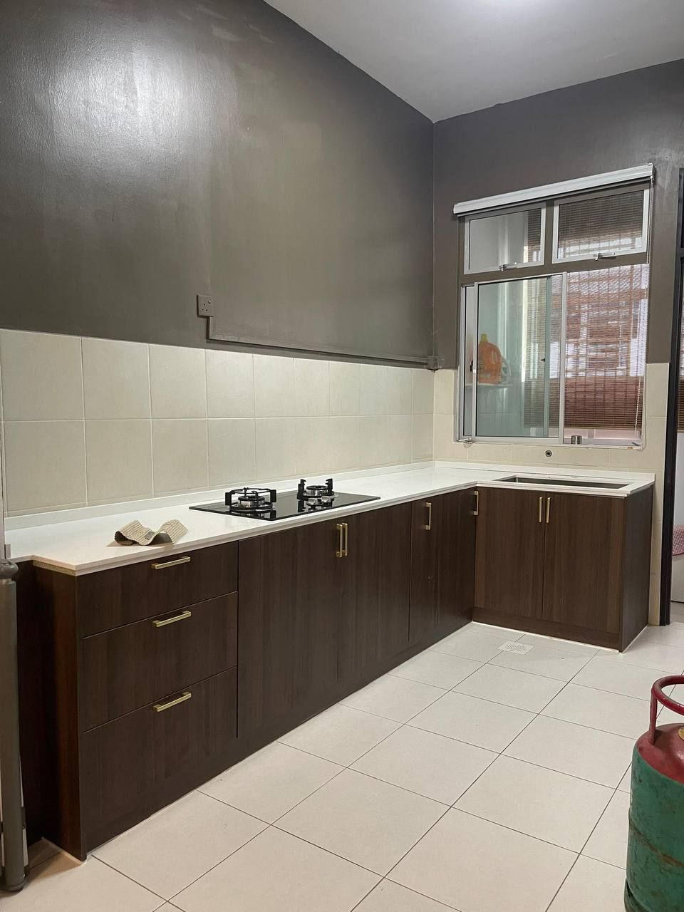 Kitchen Cabinet - Colour White + Walnut