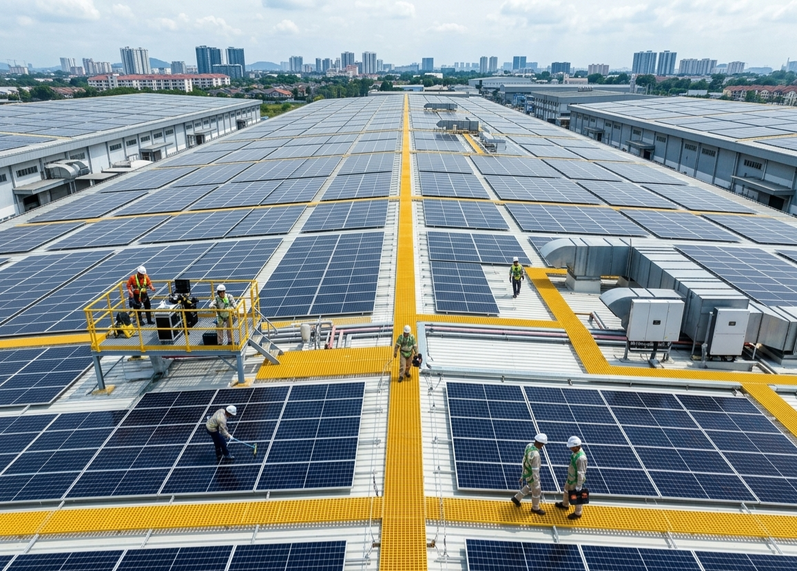 Expensive Solar Panel Damage and Rooftop Safety Risks? Why Malaysian Contractors Are Installing FRP Rooftop Walkway Systems to Protect Solar Investments and Workers