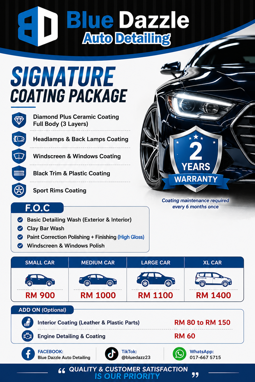Signature Diamond Plus Ceramic Coating Package