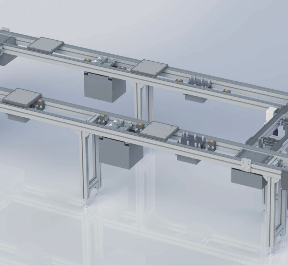 Pallet Longitudinal Transverse Conveyor With Rotate & Lifter Unit For Electronic, EV Or Semiconductor Parts