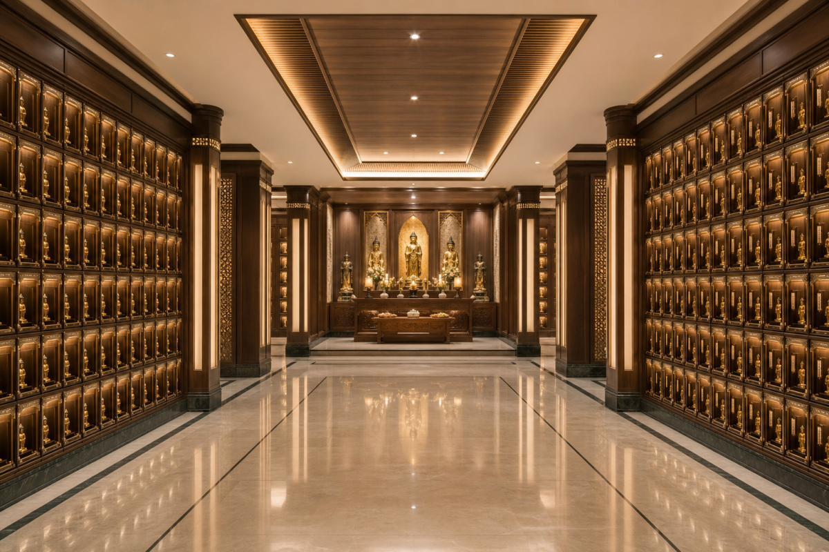 Columbarium Interior 3D Design in KL for Temple Renovation Planning