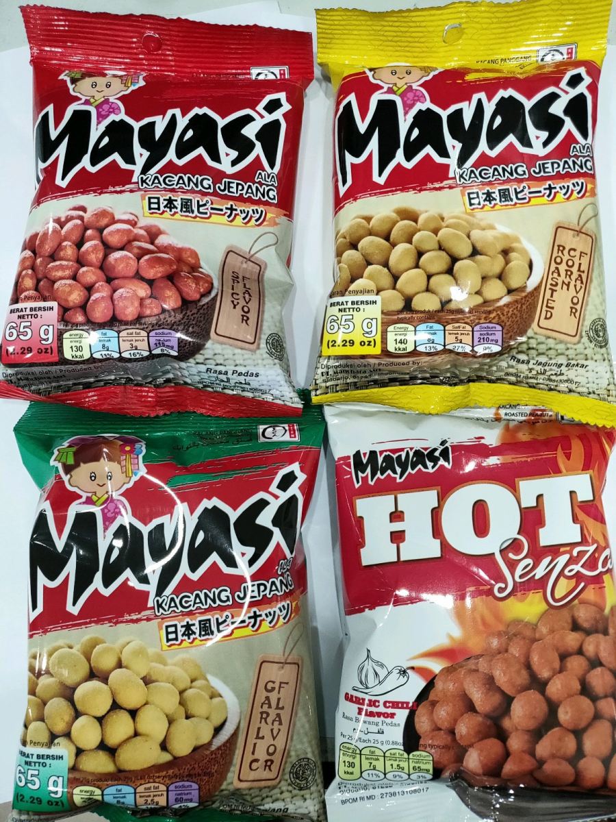 MIYASI BRAND JAPANESE STYLE SPICY, ROASTED CORN, GARLIC AND HOT SENZA FLAVOR NUT ALREADY IN MALAYSIA, PLEASE TRY AND ENJOY SPECIAL NUT FOR YOU.
