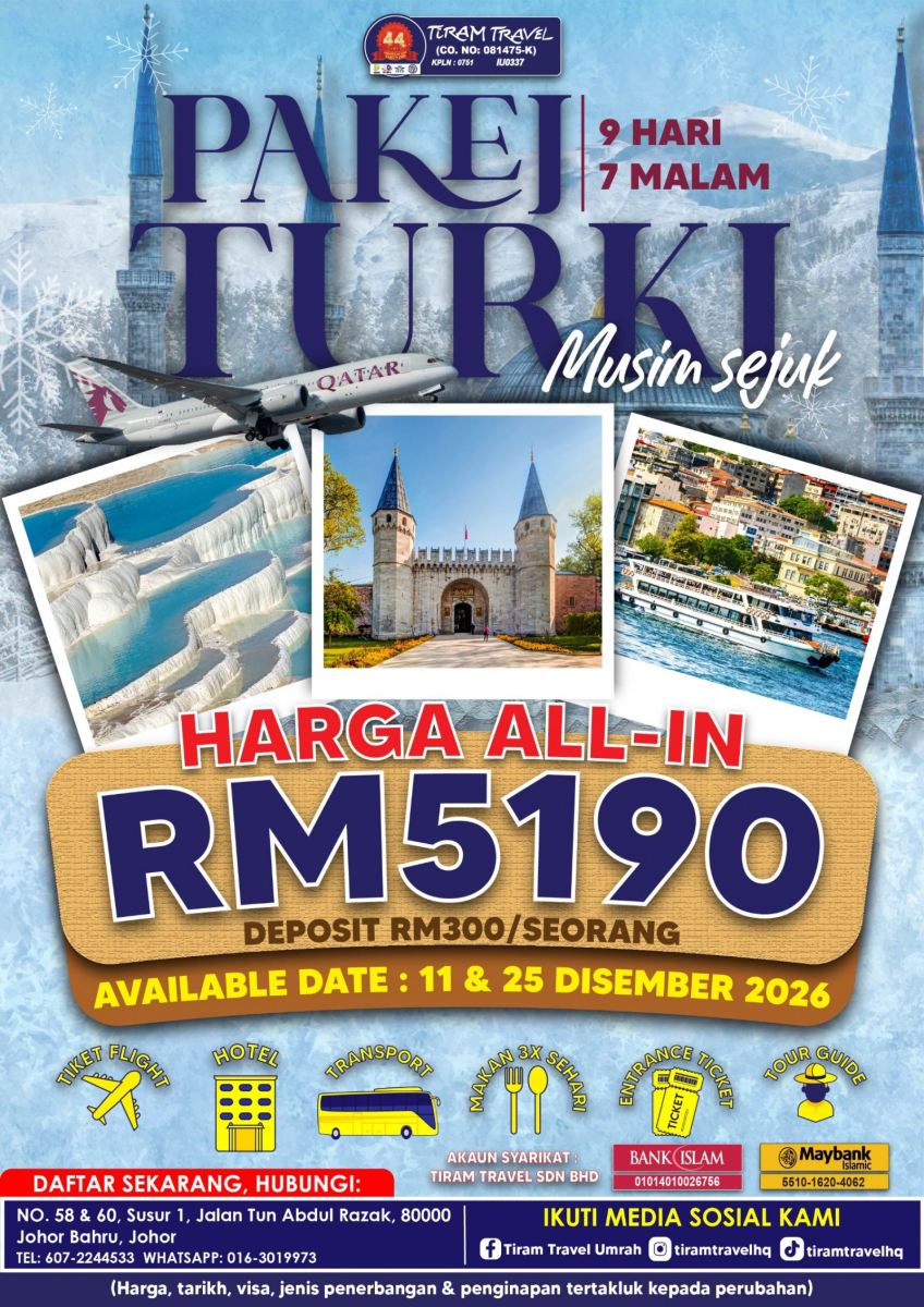 PAKEJ PELANCONGAN TURKI RM5190