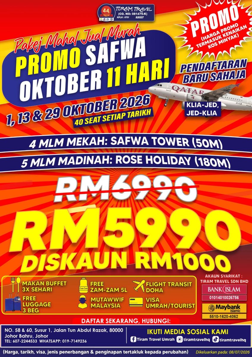 [PROMO] PAKEJ UMRAH SAFWA OKTOBER RM5990