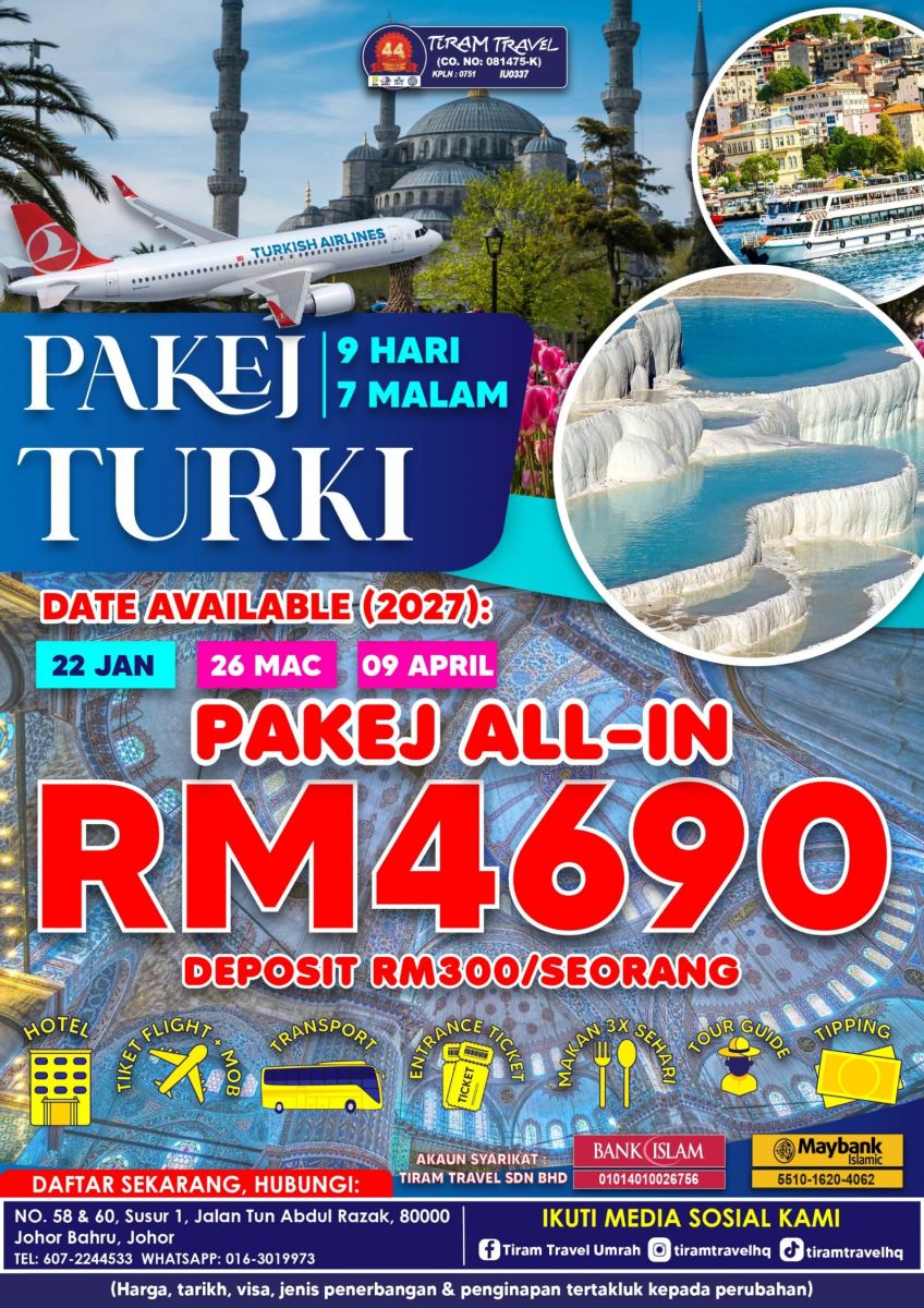 PAKEJ TOUR TURKI 9 HARI RM4690