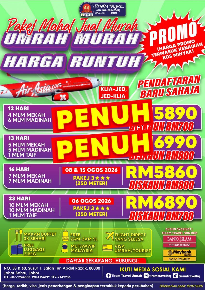 [PROMO] PAKEJ UMRAH HARGA RUNTUH OGOS 2026