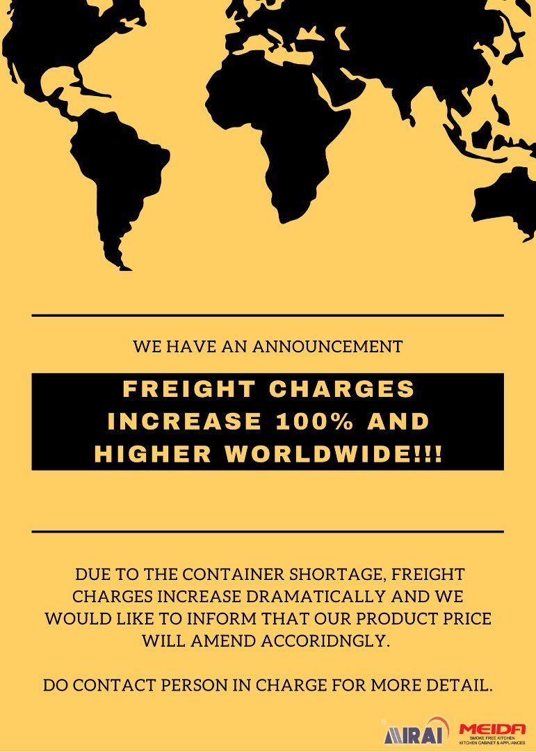 Freight Charges Increase 100% and Higher Worldwide!
