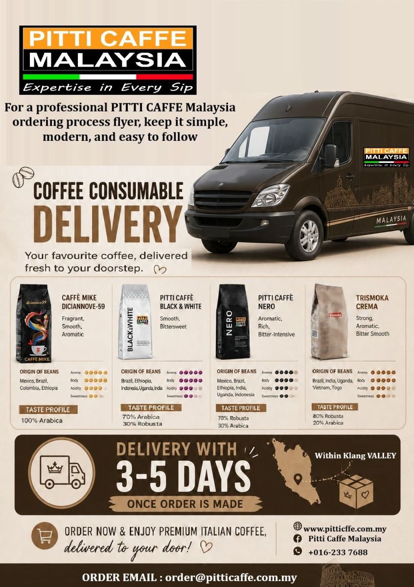 COFFEE MACHINE RENTAL IN PITTI CAFFE MALAYSIA- DELIVERY PROCESS