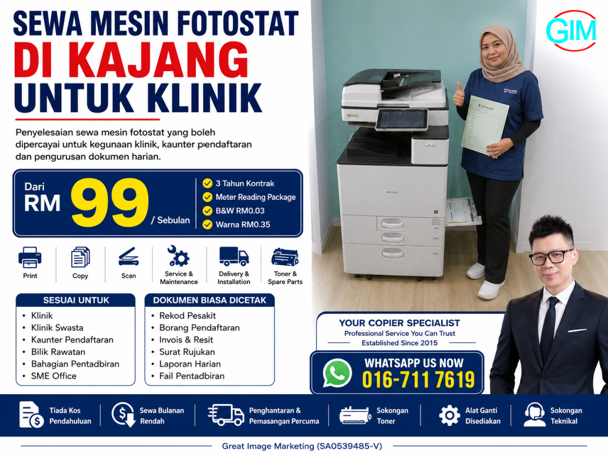 Sewa Mesin Fotostat di Kajang untuk Klinik | Copier Rental Selangor