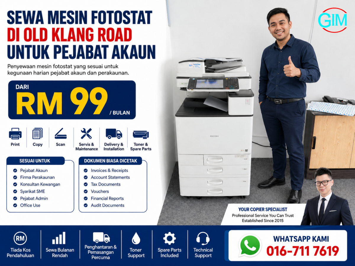 Sewa Mesin Fotostat di Old Klang Road untuk Pejabat | Copier Rental Kuala Lumpur