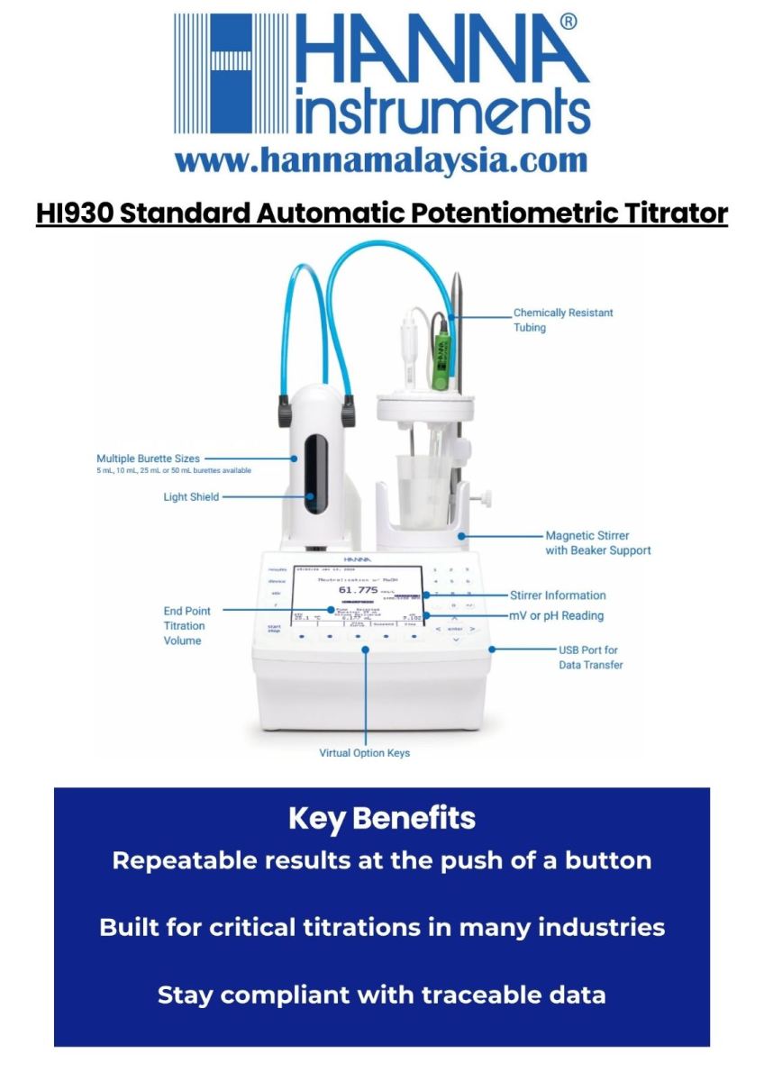 ALL-NEW HI 930 Standard Automatic Potentiometric Titrator
