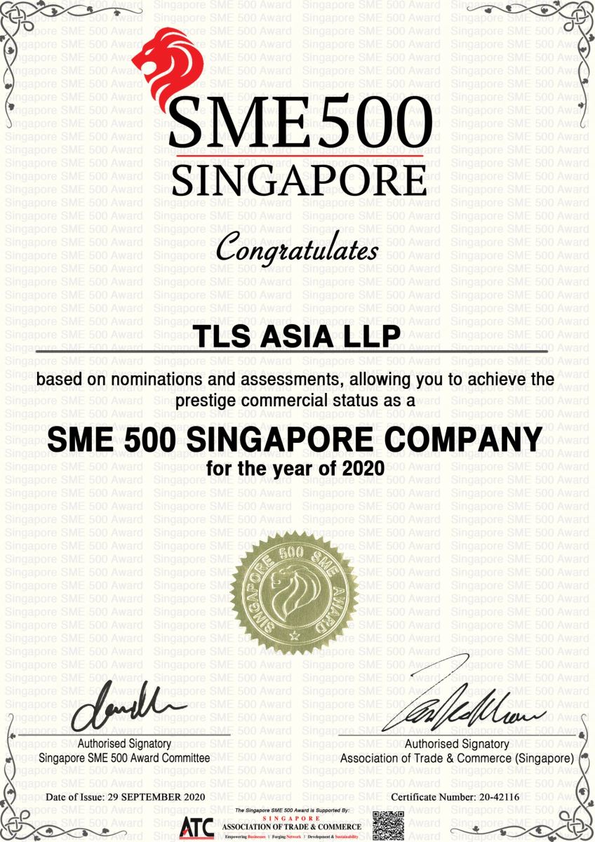 TLS ASIA LLP is awarded SME 500 by Singapore Association of Trade & Commerce