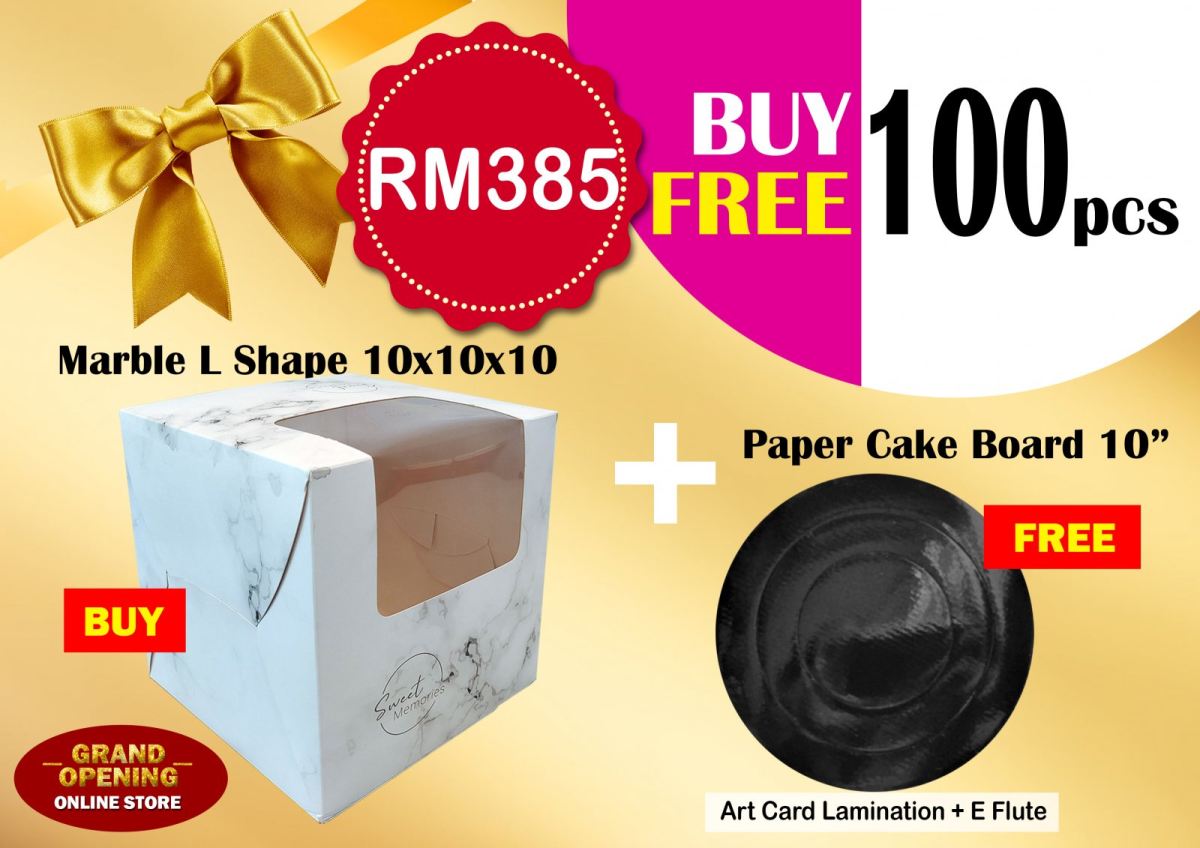 CAKE BOX CARD 10x10x10 FREE PAPER CAKE BOARD 10"