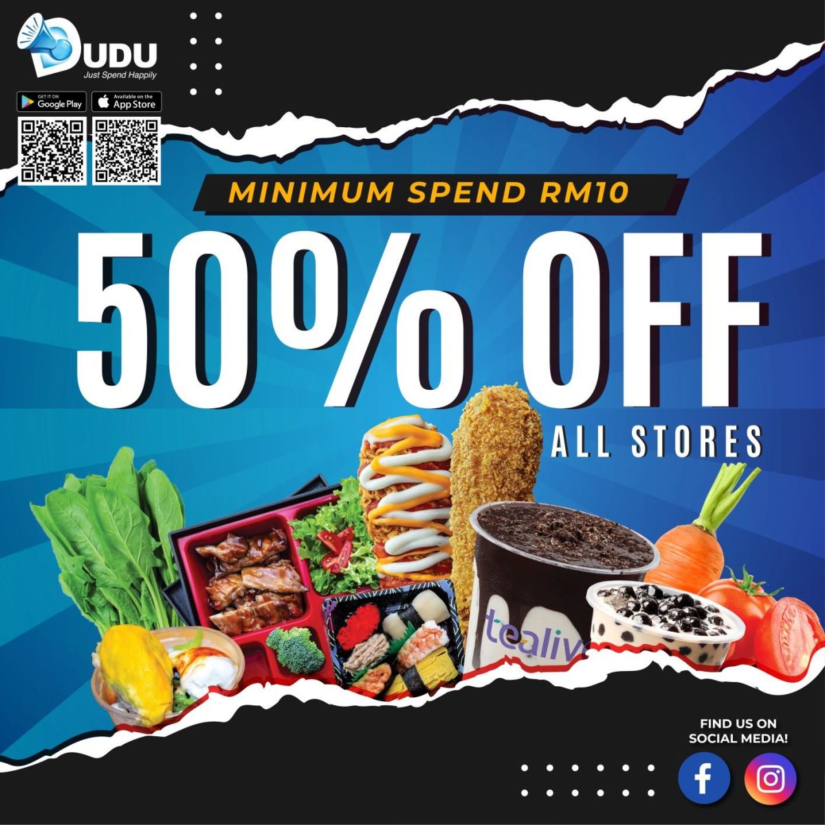 50% OFF with RM10 Minimum Spend
