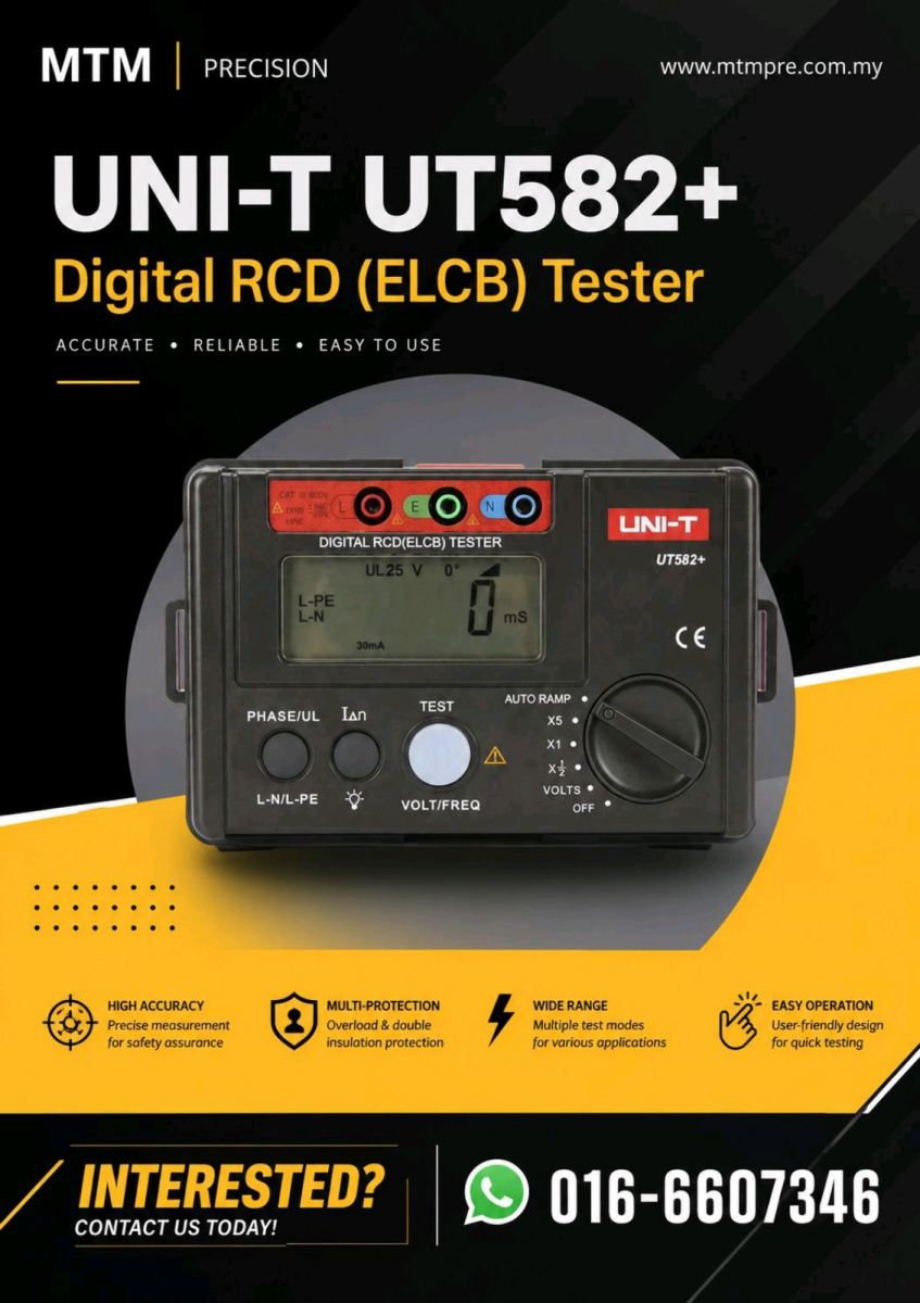 UNI-T UT582+ Digital RCD (ELCB) Tester Malaysia