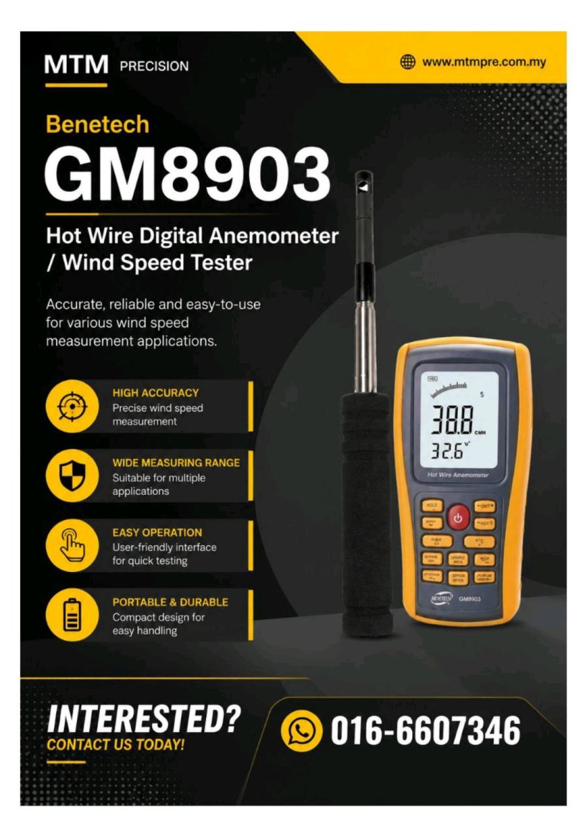 Benetech GM8903 Hot Wire Digital Anemometer Malaysia