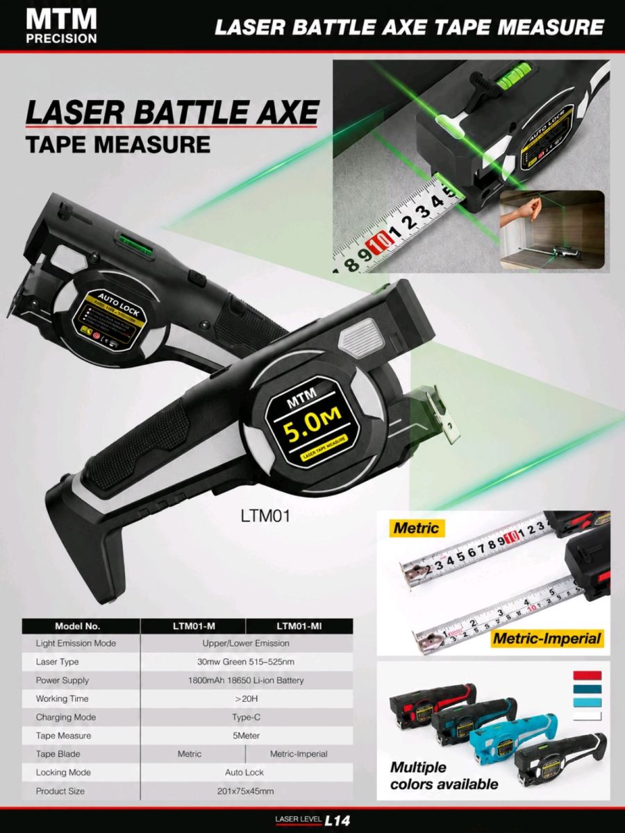 MTM LTM01 Laser Battle Axe Tape Measure Malaysia