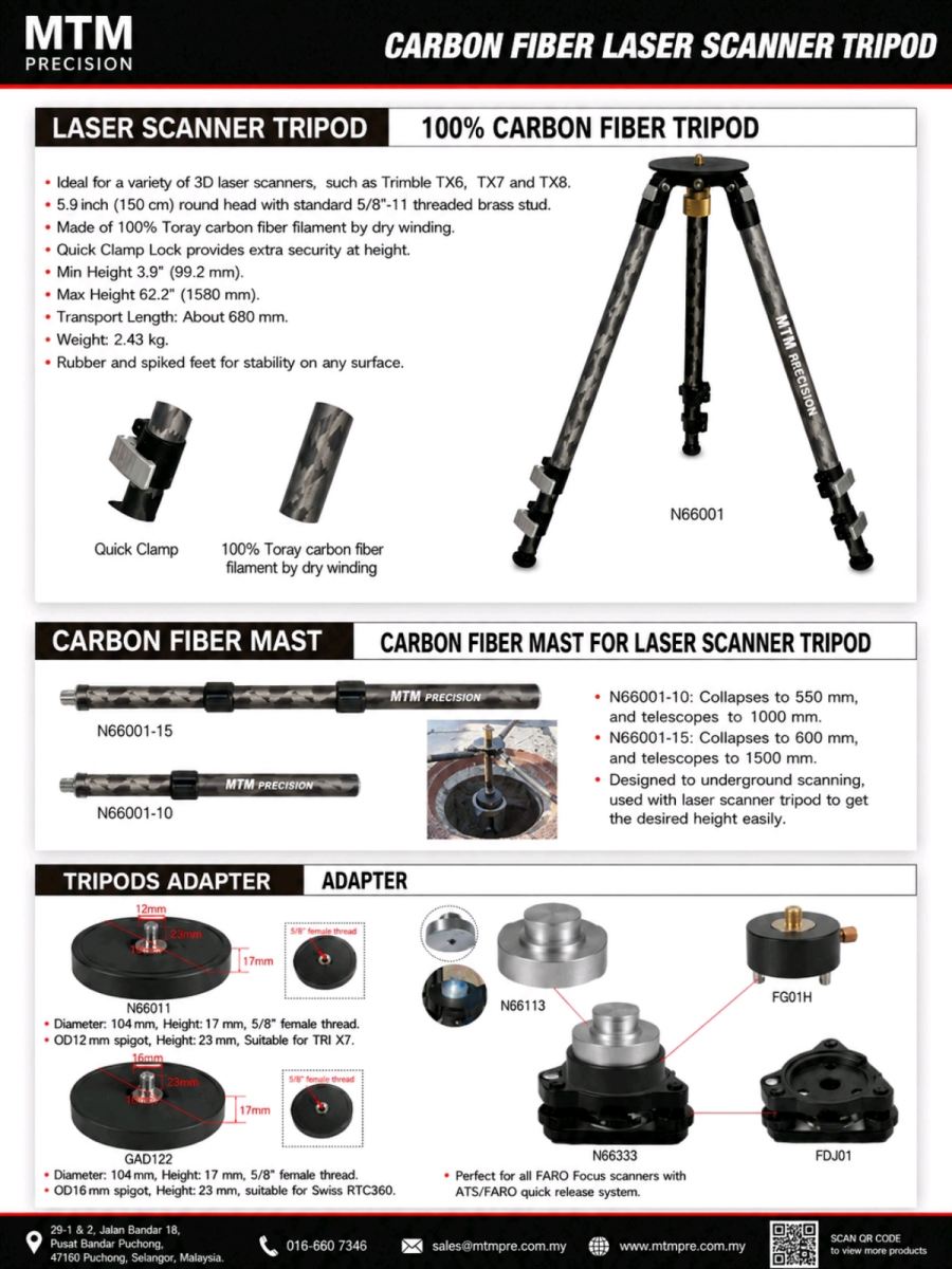MTM Carbon Fiber Laser Scanner Tripod & Accessories Malaysia