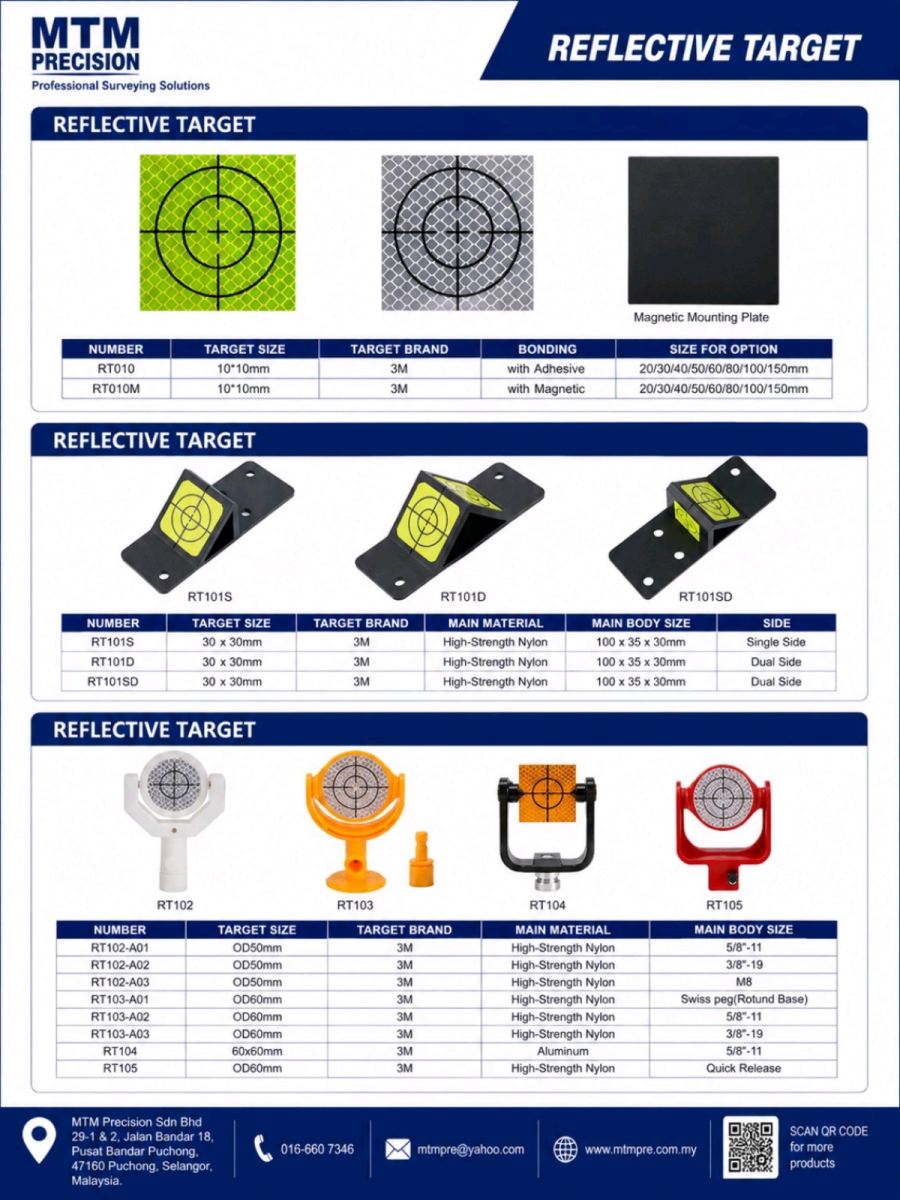 MTM Reflective Survey Target | Laser Scanner Target | Monitoring Target Malaysia 