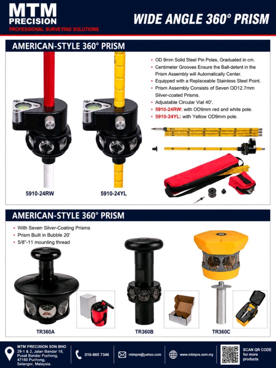 MTM American Style 360° Prism  Survey 360 Prism  Robotic Total Station Prism  Monitoring Prism Malaysia