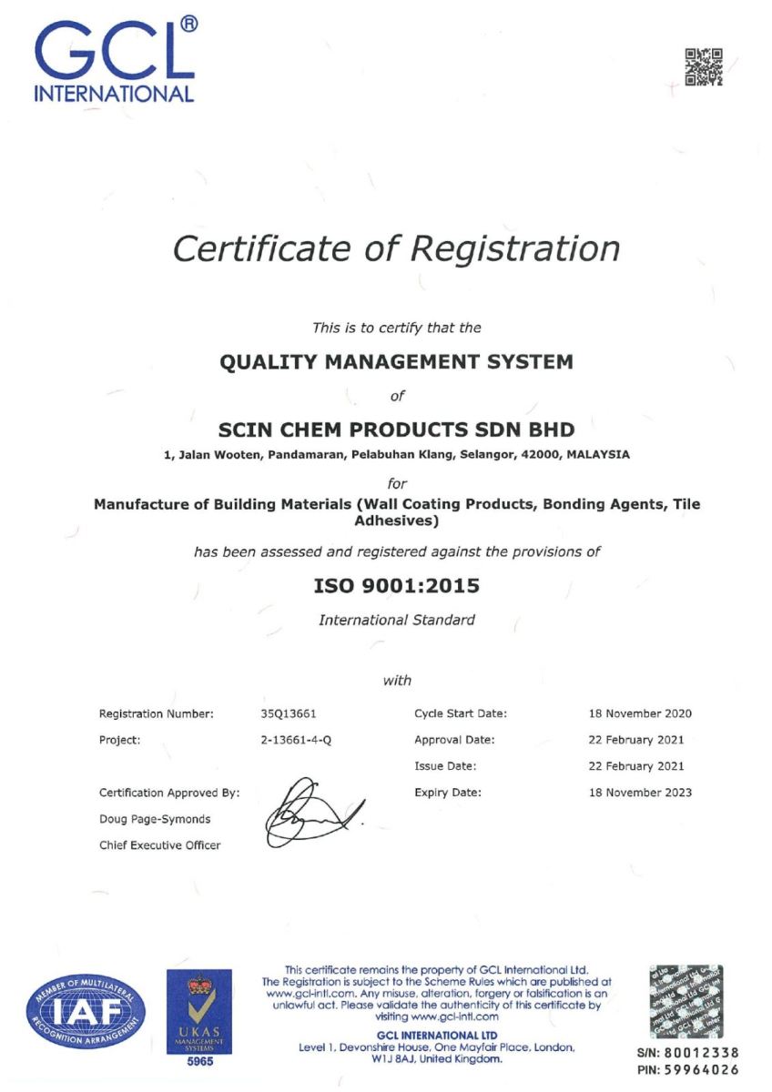 We are ISO certified.