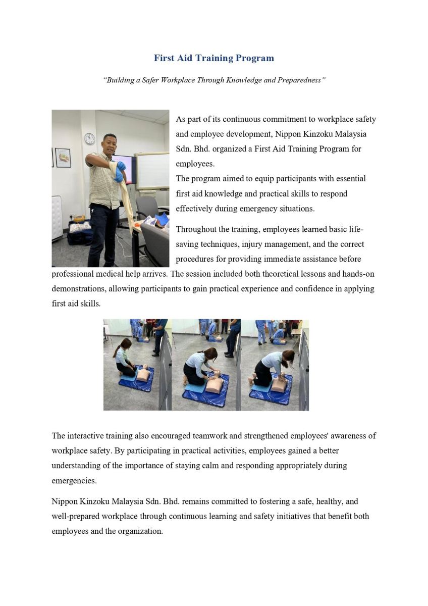 First Aid Trainning Program