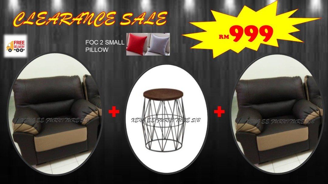 1+1 Quality Sofa FREE Coffee Table RM 999 Only