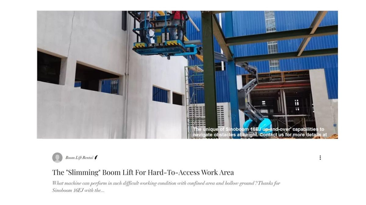 The "Slimming" Boom Lift For Hard-To-Access Work Area