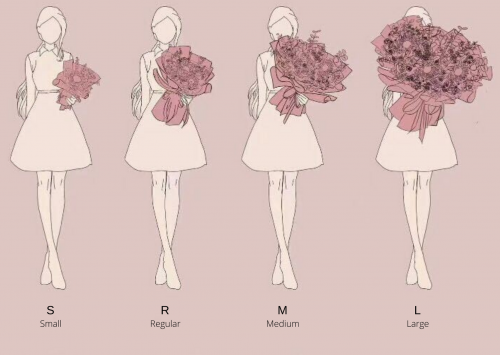 Size chart for bouquets