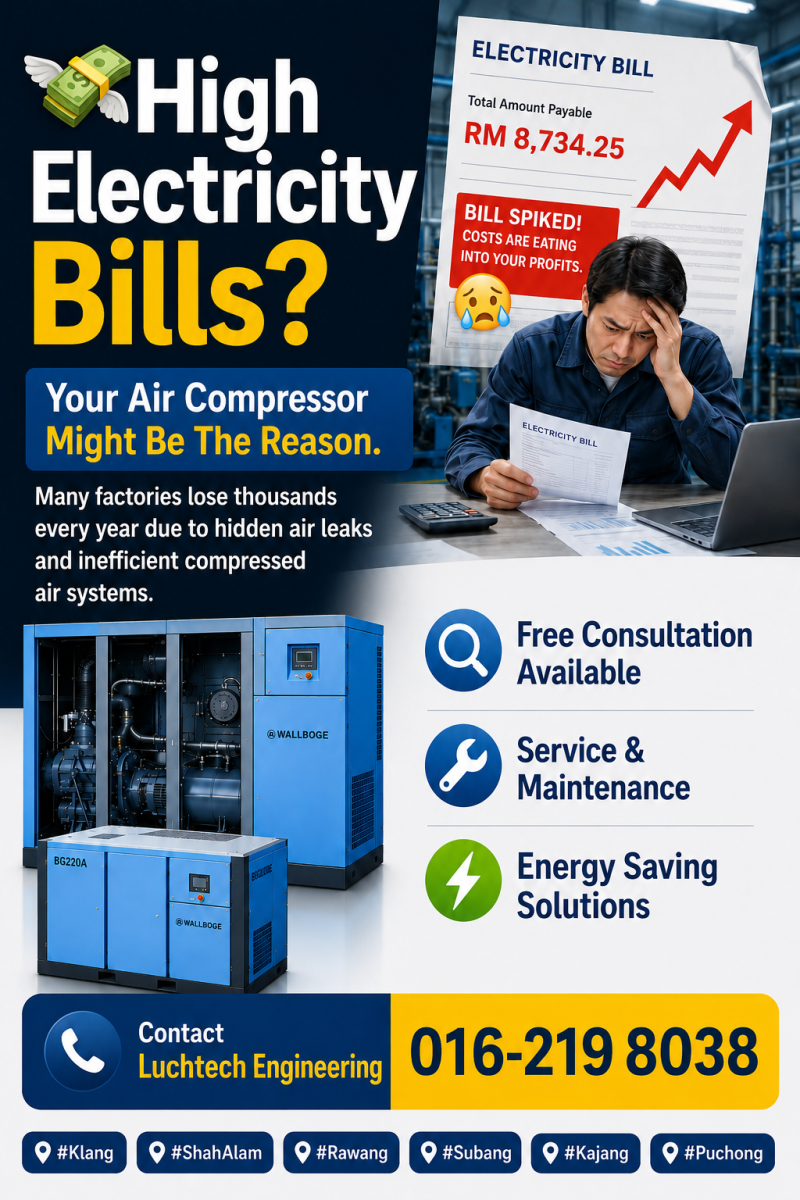 Is Your Air Compressor Wasting Electricity? Call us Today !