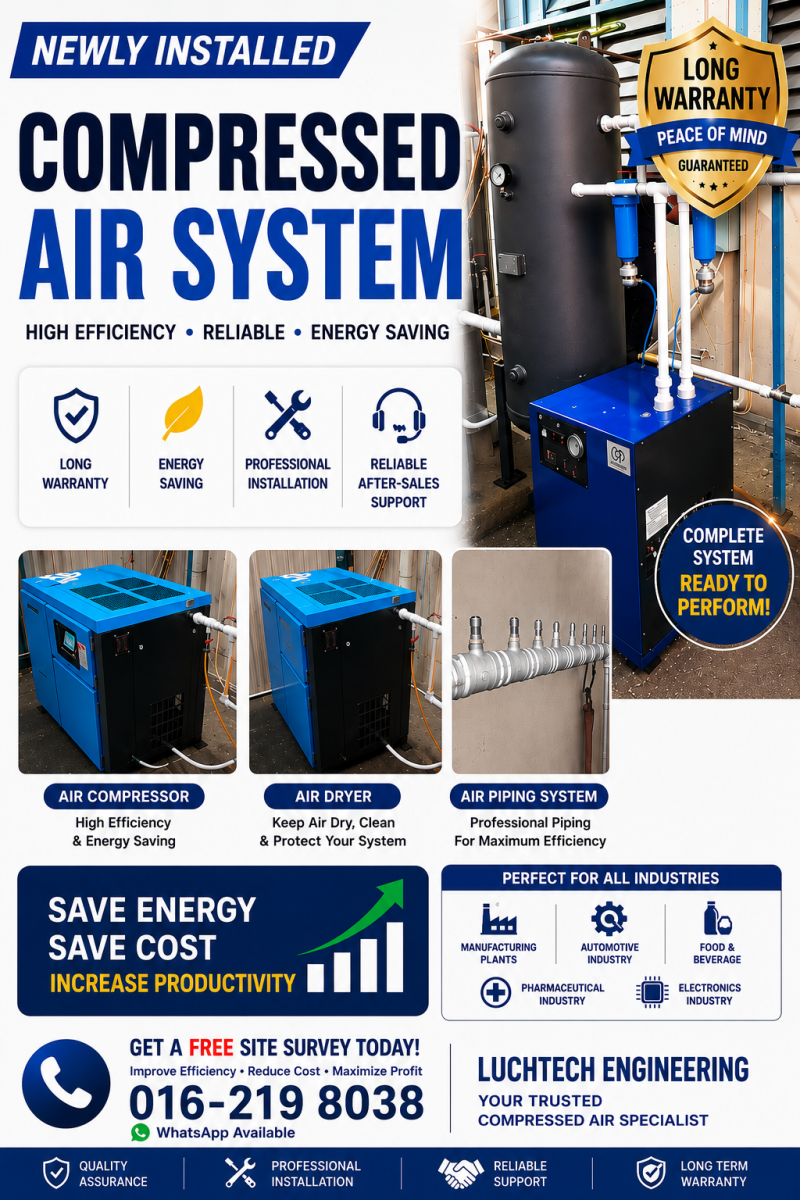 New Compressed Air System Installation in Selangor, Malaysia