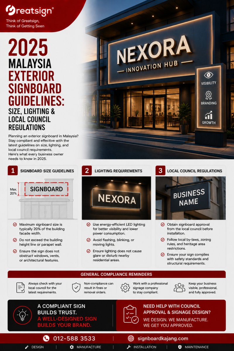 2025 Complete Guide to Shop Exterior Signboard Design & Installation: Size, Lighting & Legal Requirements (Must-Read for Malaysia)