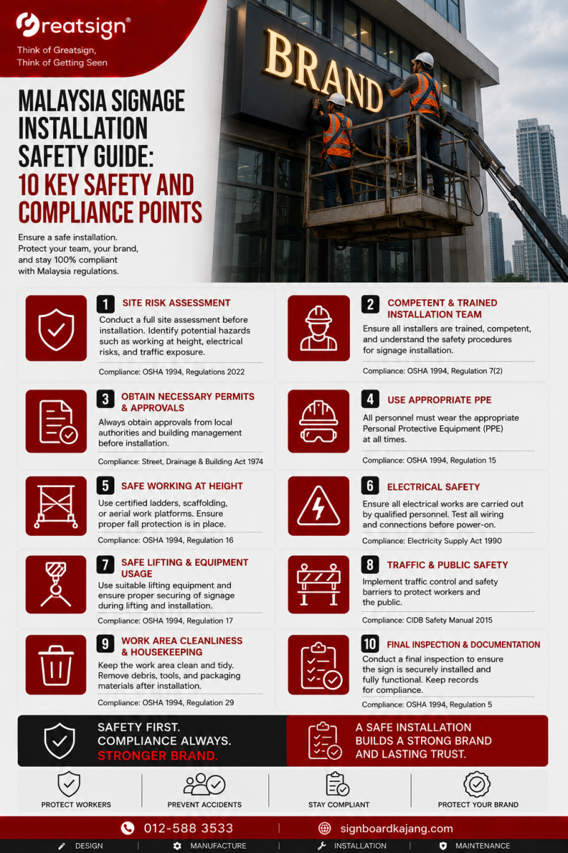 Malaysia Signage Installation Safety Guide: 10 Key Safety and Compliance Points