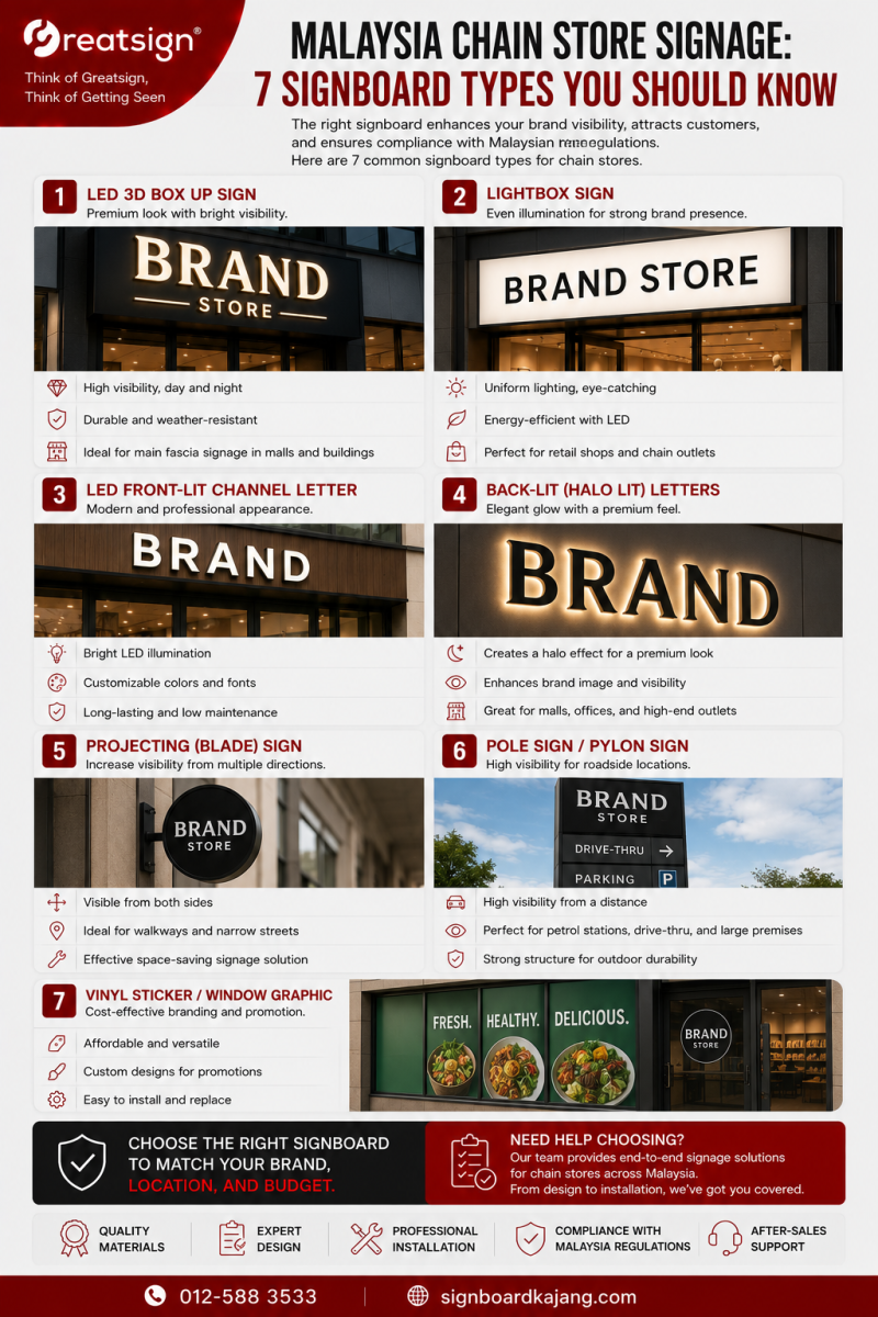 Malaysia Chain Store Signage: 7 Signboard Types You Should Know