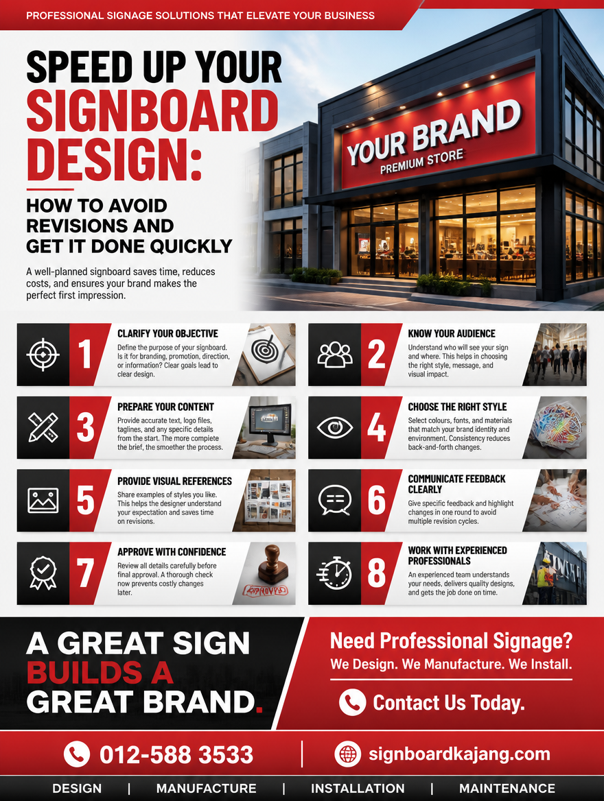 Speed Up Your Signboard Design: How to Avoid Revisions and Get It Done Quickly