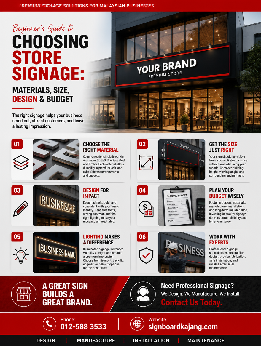 Beginner's Guide to Choosing Store Signage: Materials, Size, Design & Budget