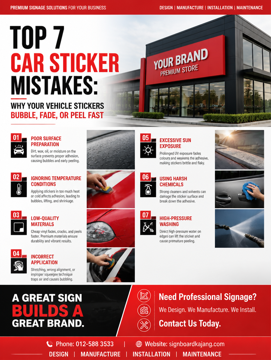 Top 7 Car Sticker Mistakes��Why Your Vehicle Stickers Bubble, Fade, or Peel Fast