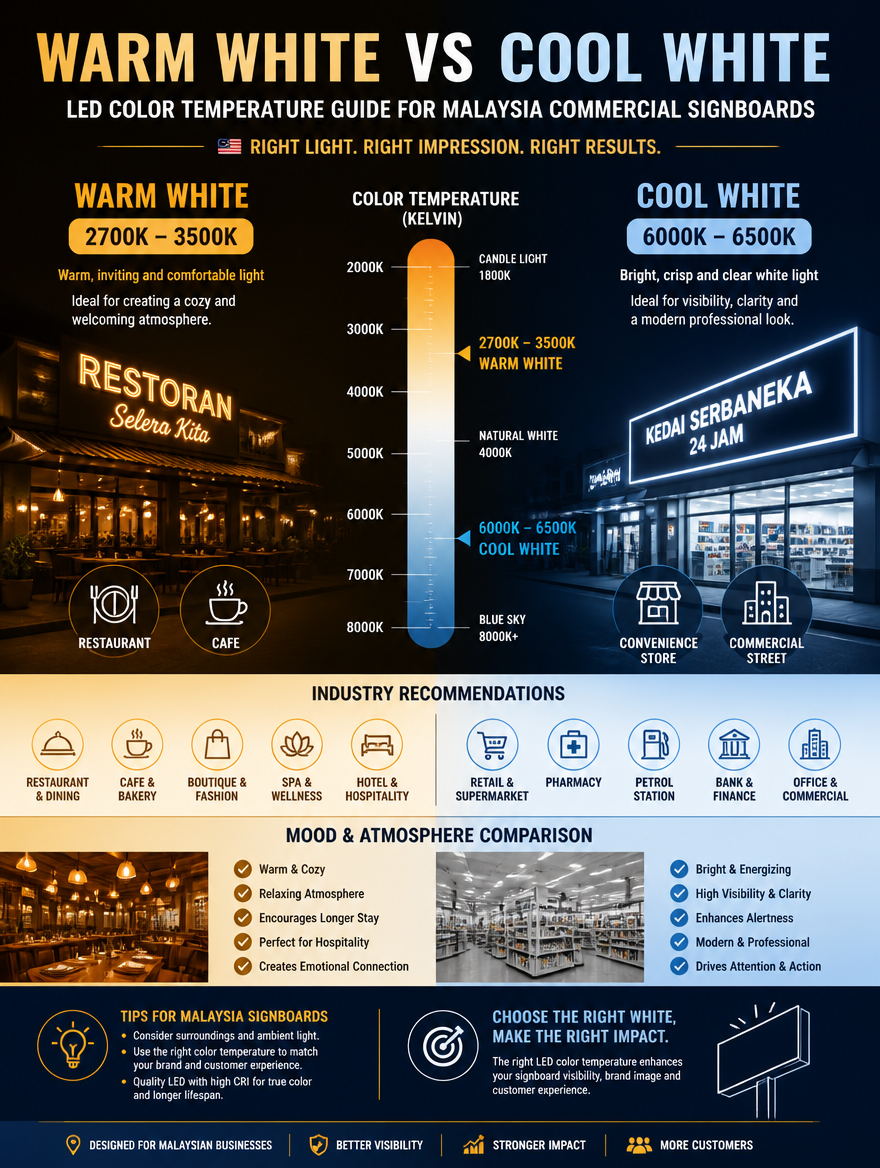 Warm White vs Cool White LED��Malaysia Commercial Signboard Color Guide