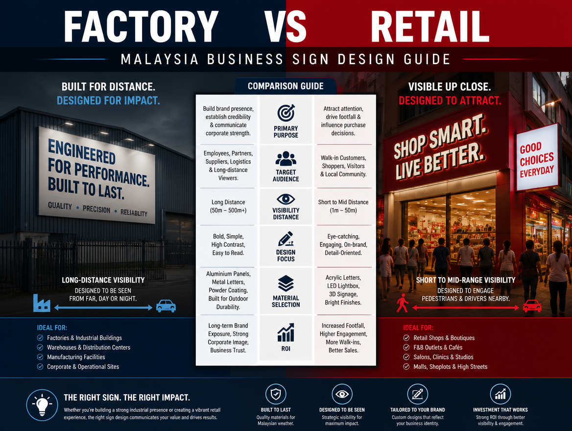 Factory vs Retail Signboards��Malaysia Business Sign Design Guide