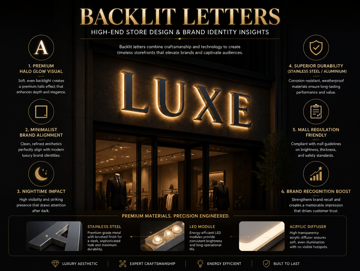 Backlit Letters��High-End Store Design, Visual Marketing & Brand Identity Insights