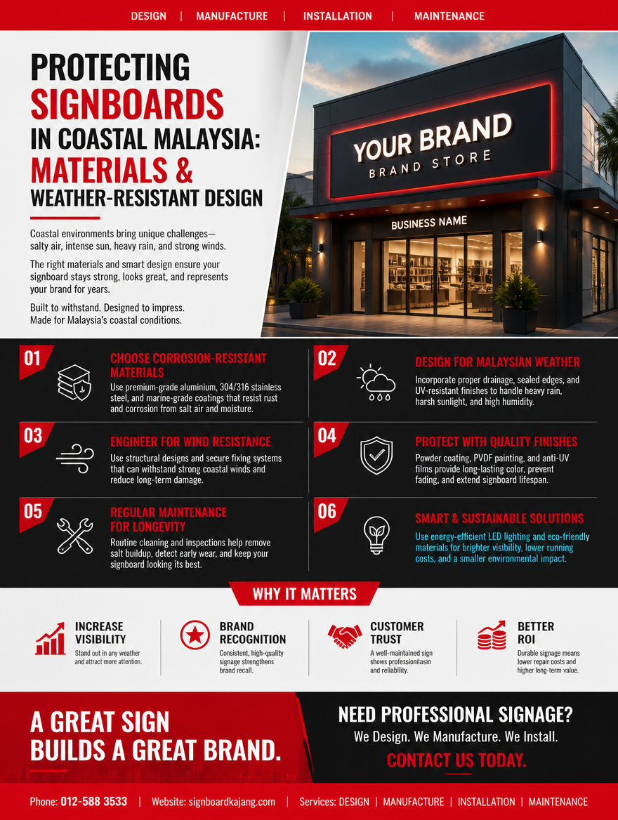 Protecting Signboards in Coastal Malaysia: Materials & Weather-Resistant Design