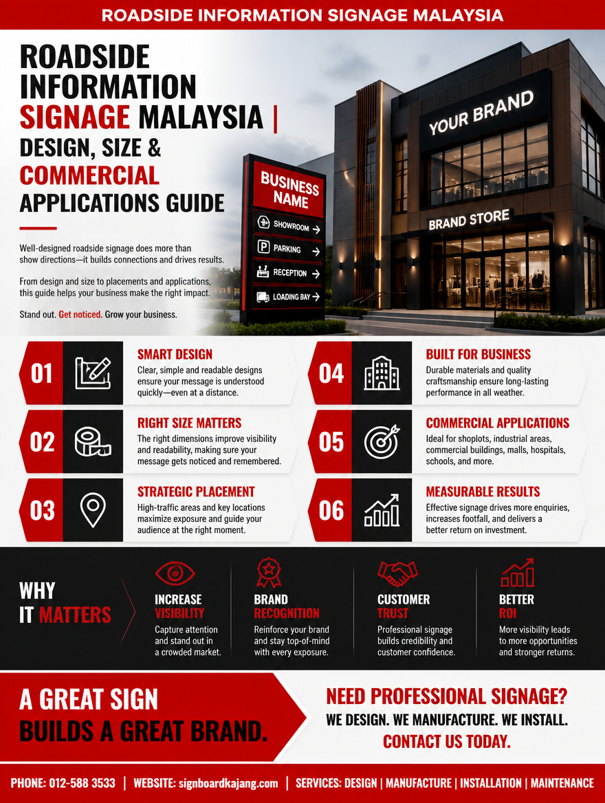 Roadside Information Signage Malaysia | Design, Size & Commercial Applications Guide
