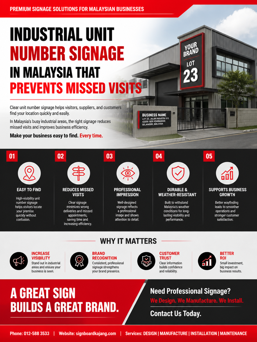 Industrial Unit Number Signage in Malaysia That Prevents Missed Visits
