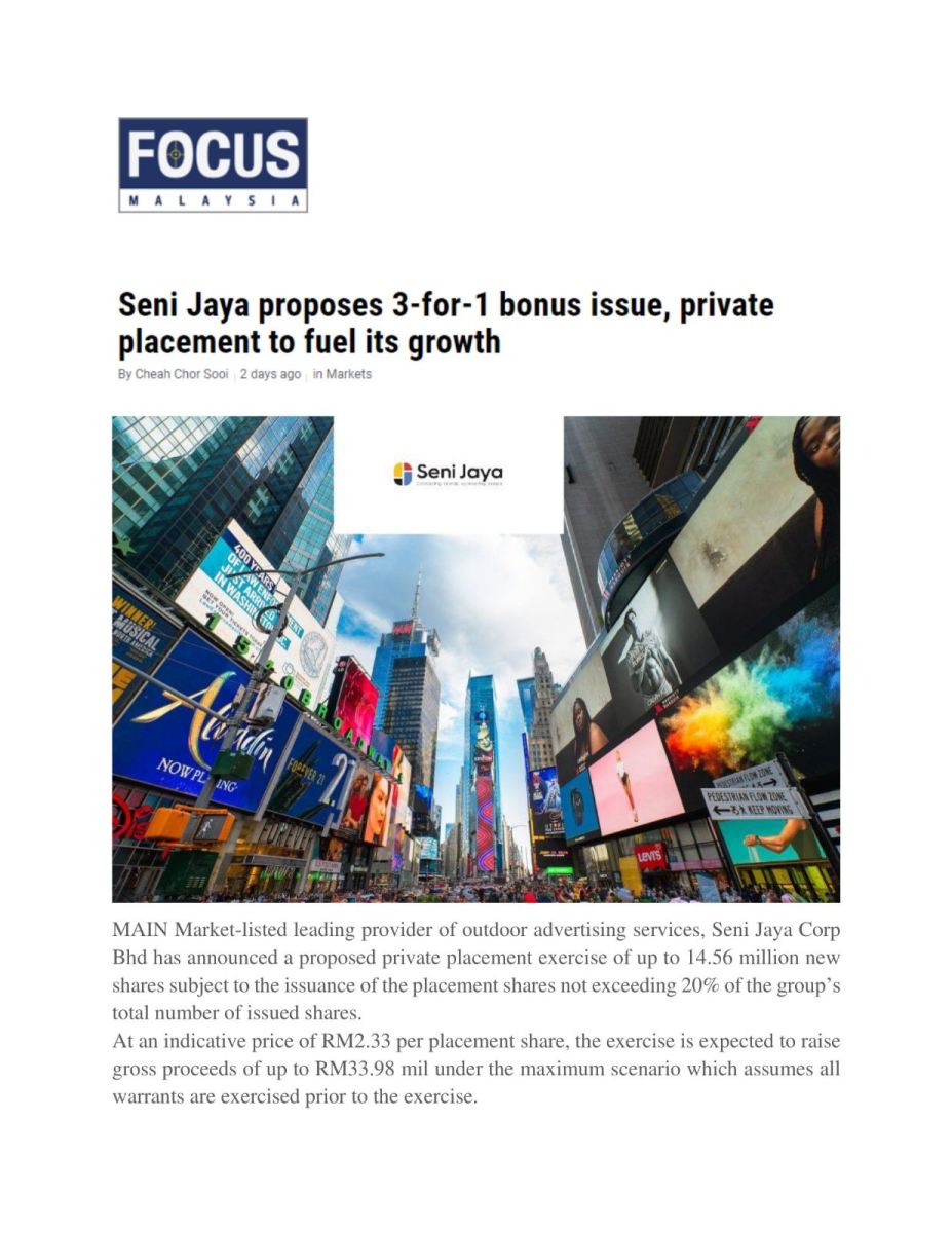[ 3-For-1 Bonus Issue ] 2021-10-27 | Focus Malaysia