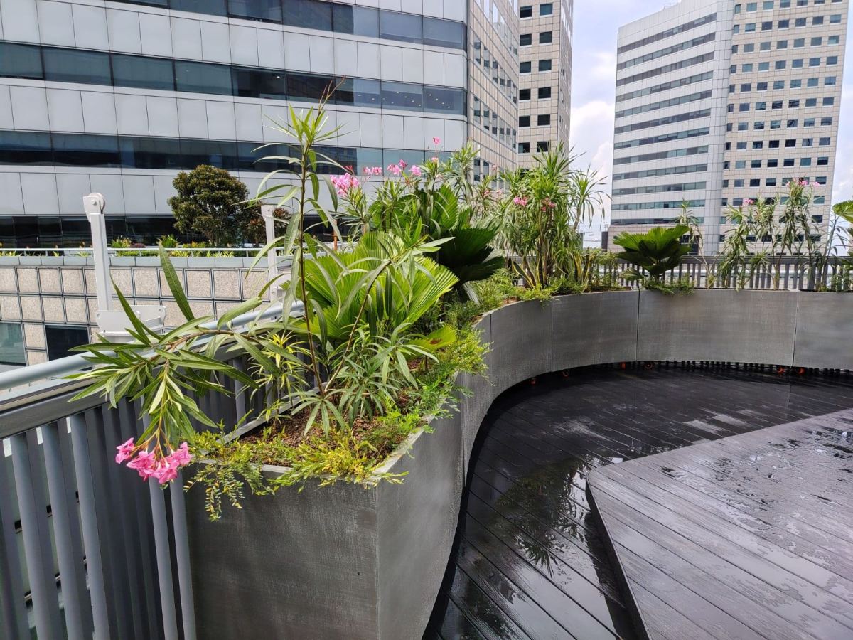 Custom Fiberglass (FRP) Fabrication Planter Box c/w Roller - Singapore