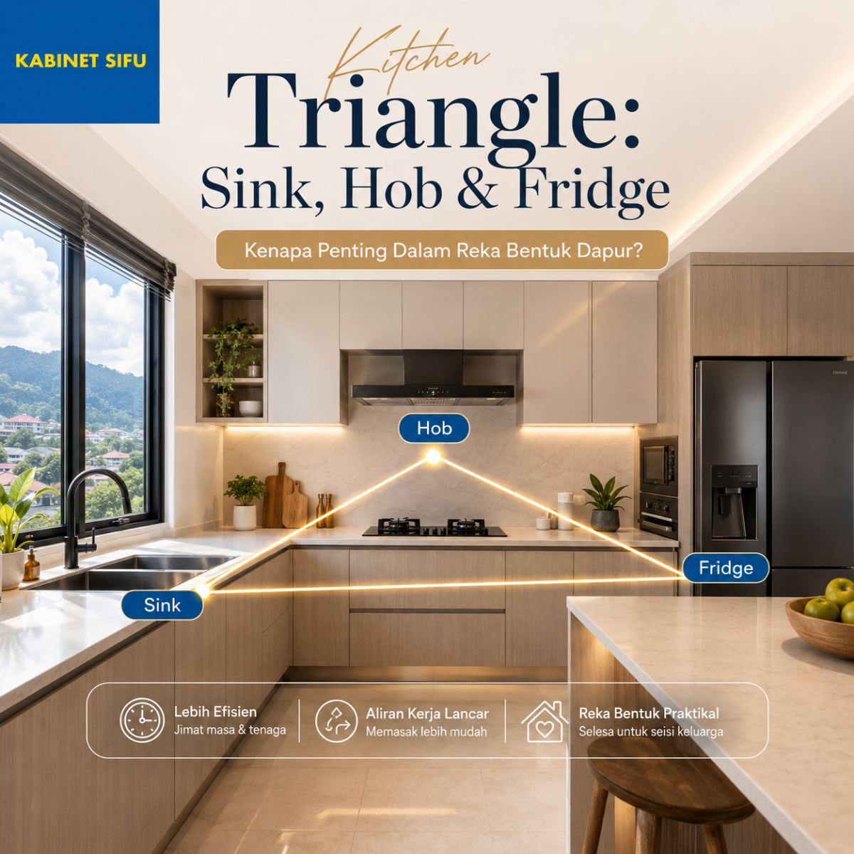 Kitchen Triangle: Sink, Hob & Fridge ¡ª Kenapa Penting Dalam Reka Bentuk Dapur?
