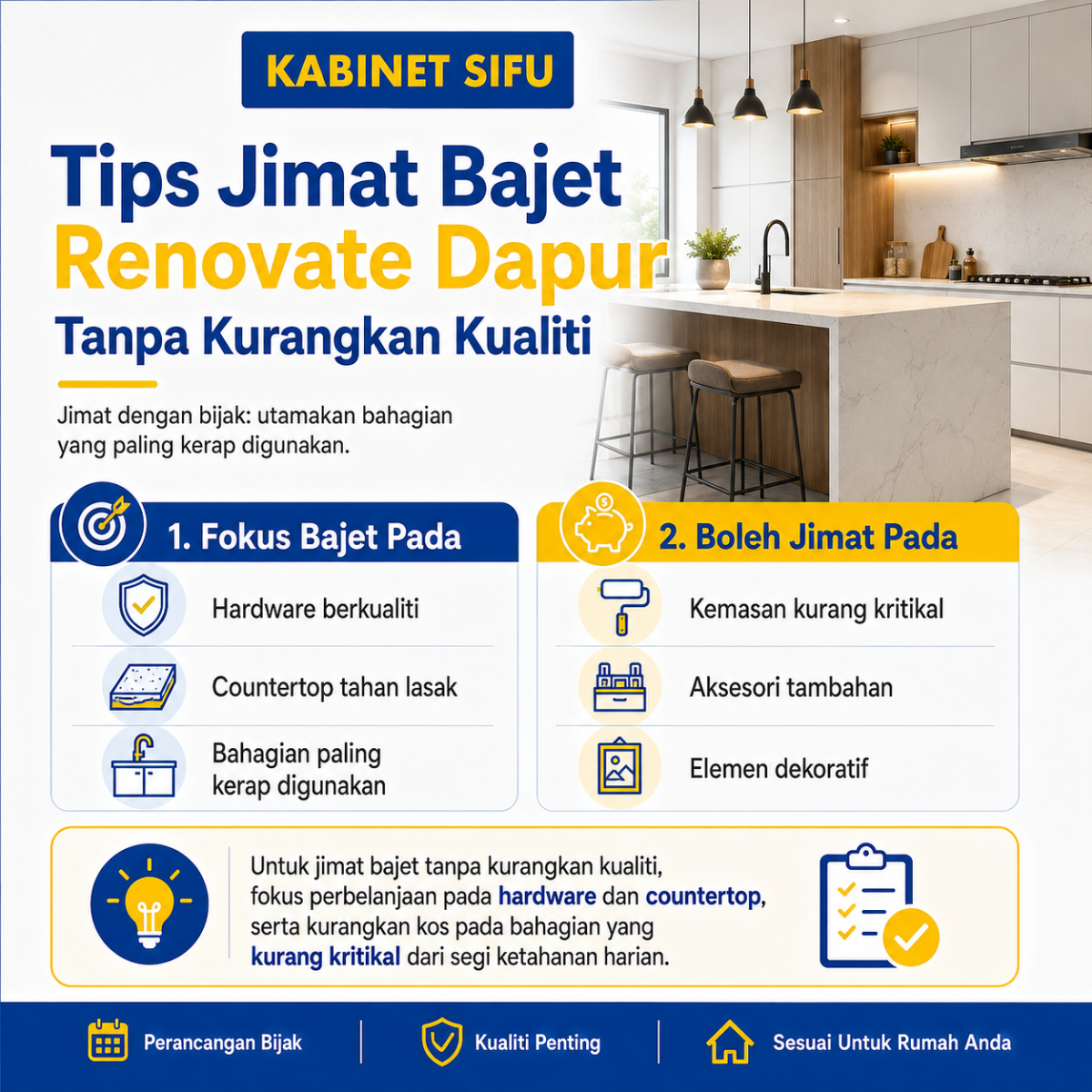 Tips Jimat Bajet Renovate Dapur Tanpa Kurangkan Kualiti | Kabinet Sifu