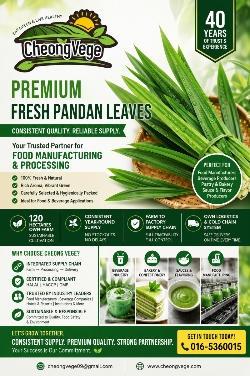 Premium Fresh Pandan Leaves Supplier Malaysia | Reliable Supply for Food Manufacturing & Processing