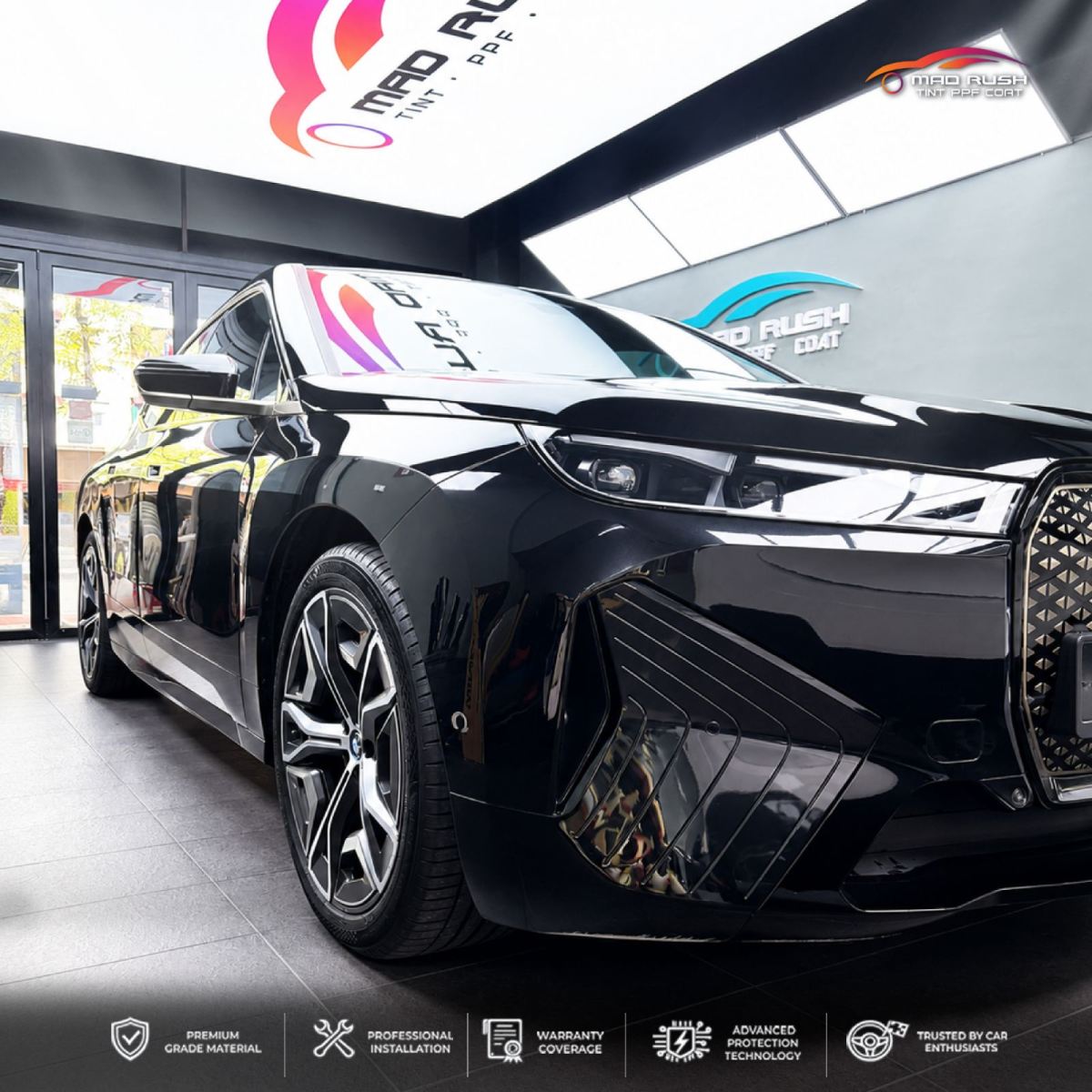 BMW iX50 Full Front PPF, 9H Ceramic Coating & Premium Tint in Shah Alam Glenmarie